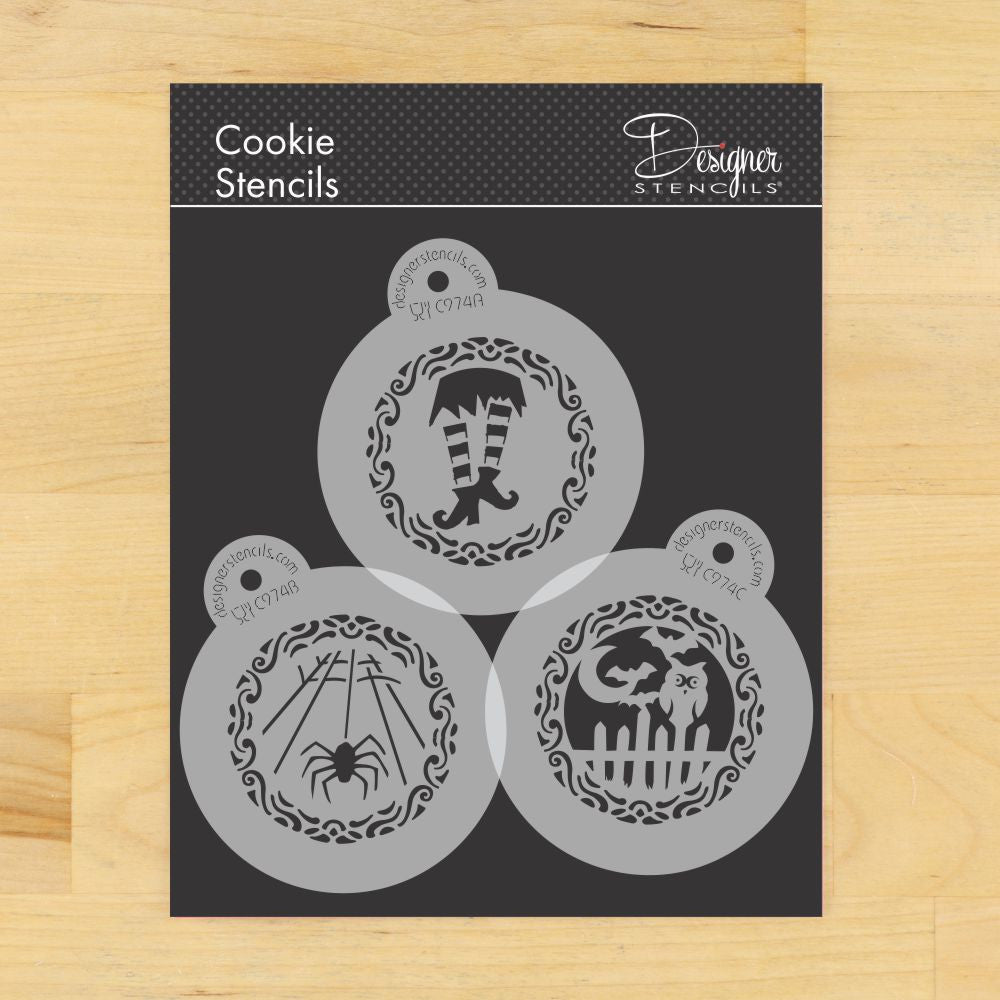Whimsical Halloween Round Cookie Stencil Set by Designer Stencils