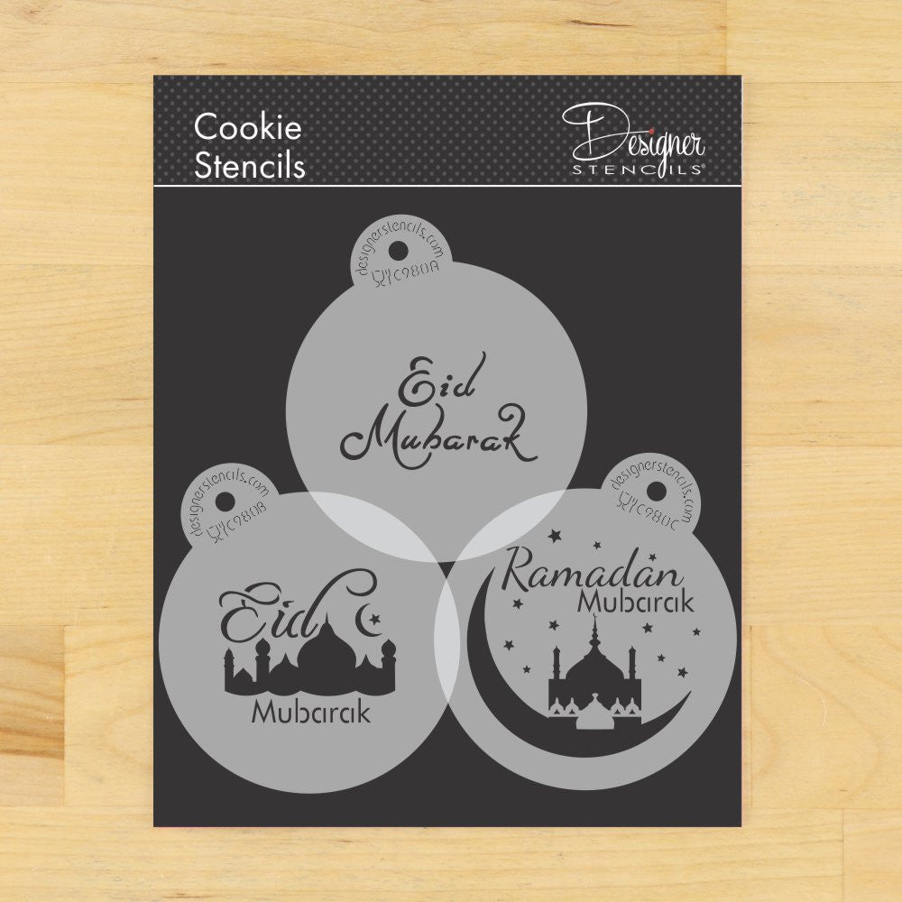 Eid Mubarak Round Cookie Stencil Set by Designer Stencils