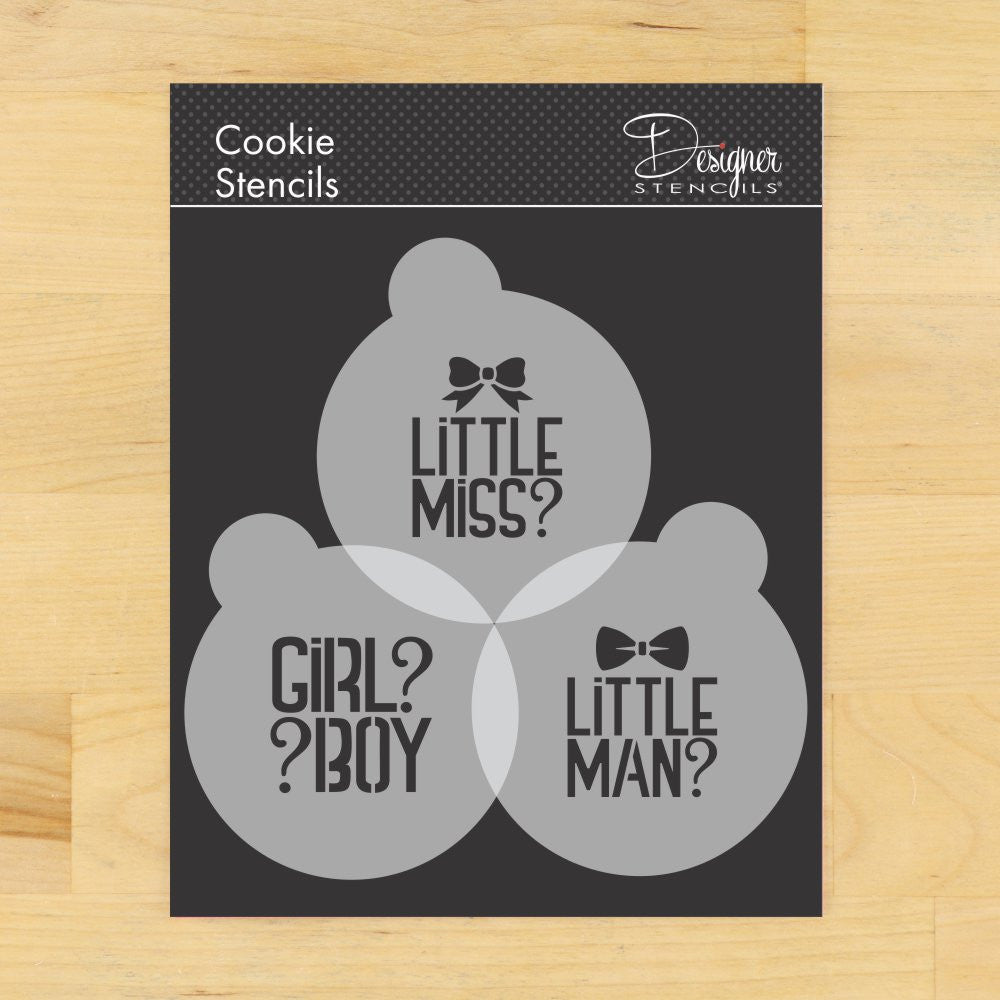 Gender Reveal Round Cookie Stencil Set by Designer Stencils