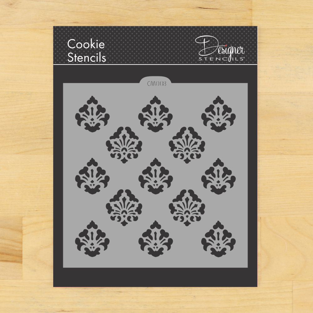 Small Repeating Damask Cookie Stencil by Designer Stencils - Confection ...