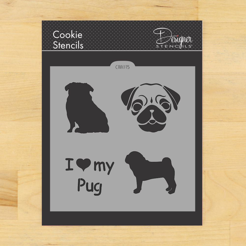 I Love My Pug Cookie Stencil by Designer Stencils