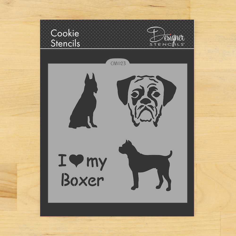 I Love My Boxer Cookie Stencil by Designer Stencils