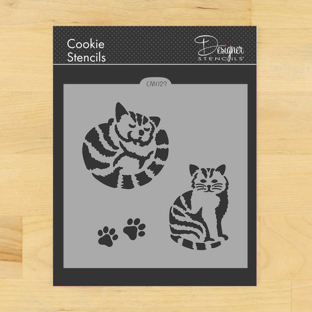 Striped Cat and Paws Cookie Stencil by Designer Stencils