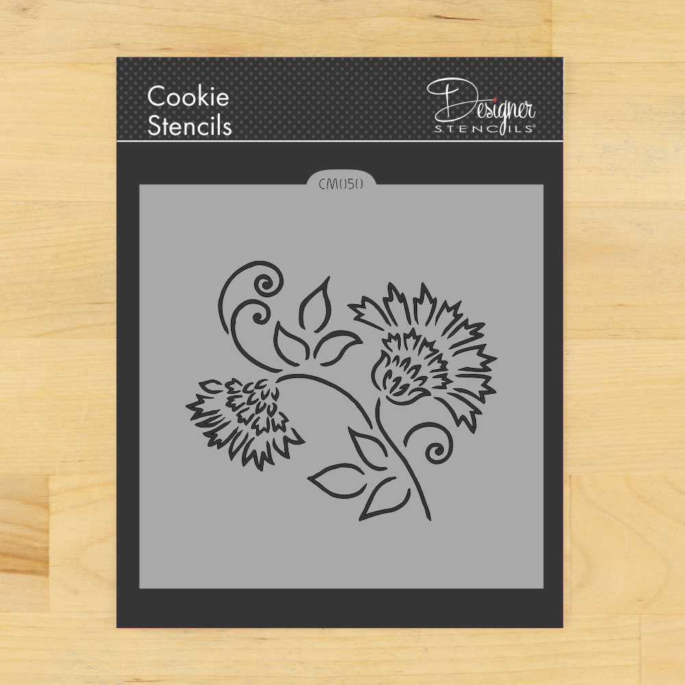 Brushstroke Thistle Flower Cookie by Designer Stencils