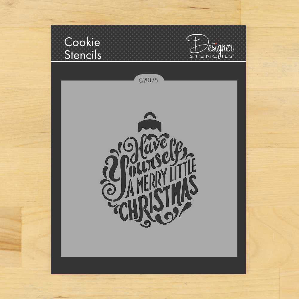 Merry Little Christmas Ornament Cookie Stencil by Designer Stencils 