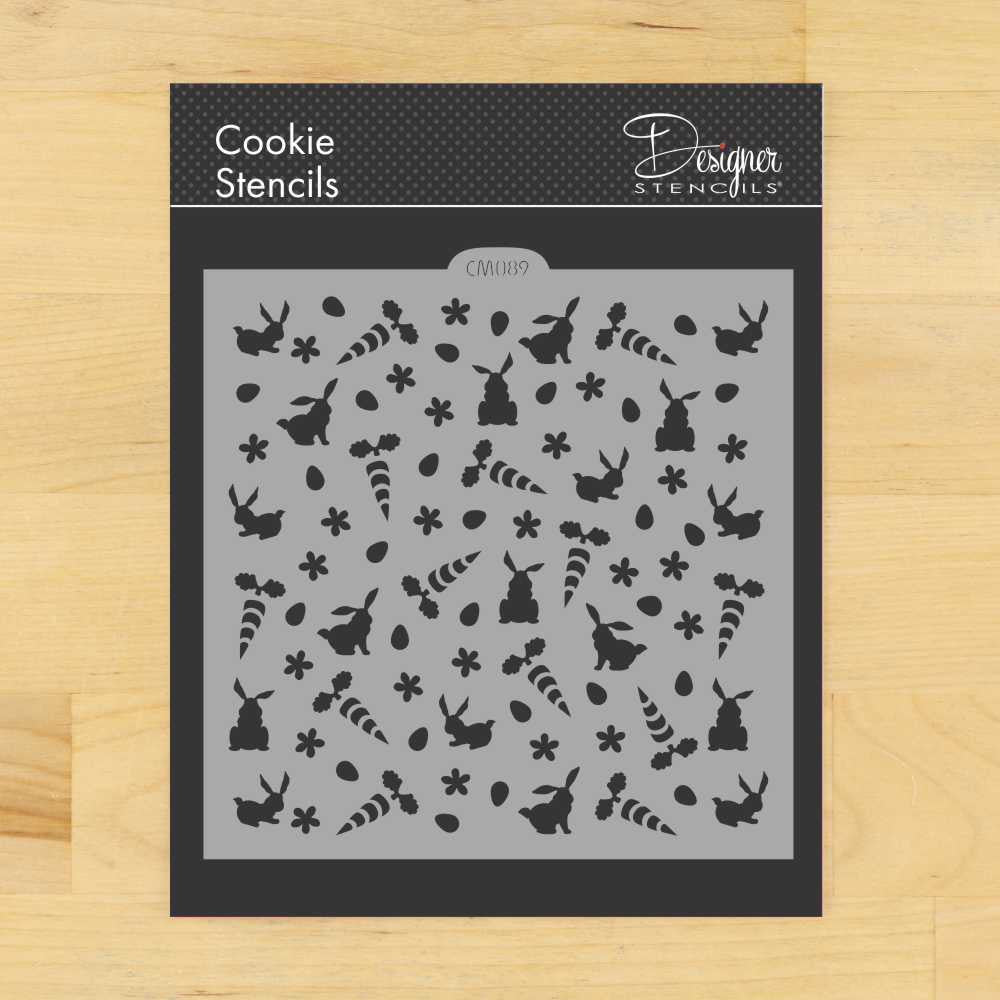 Bunnies and Carrots Miniprint Cookie Stencil by Designer Stencils