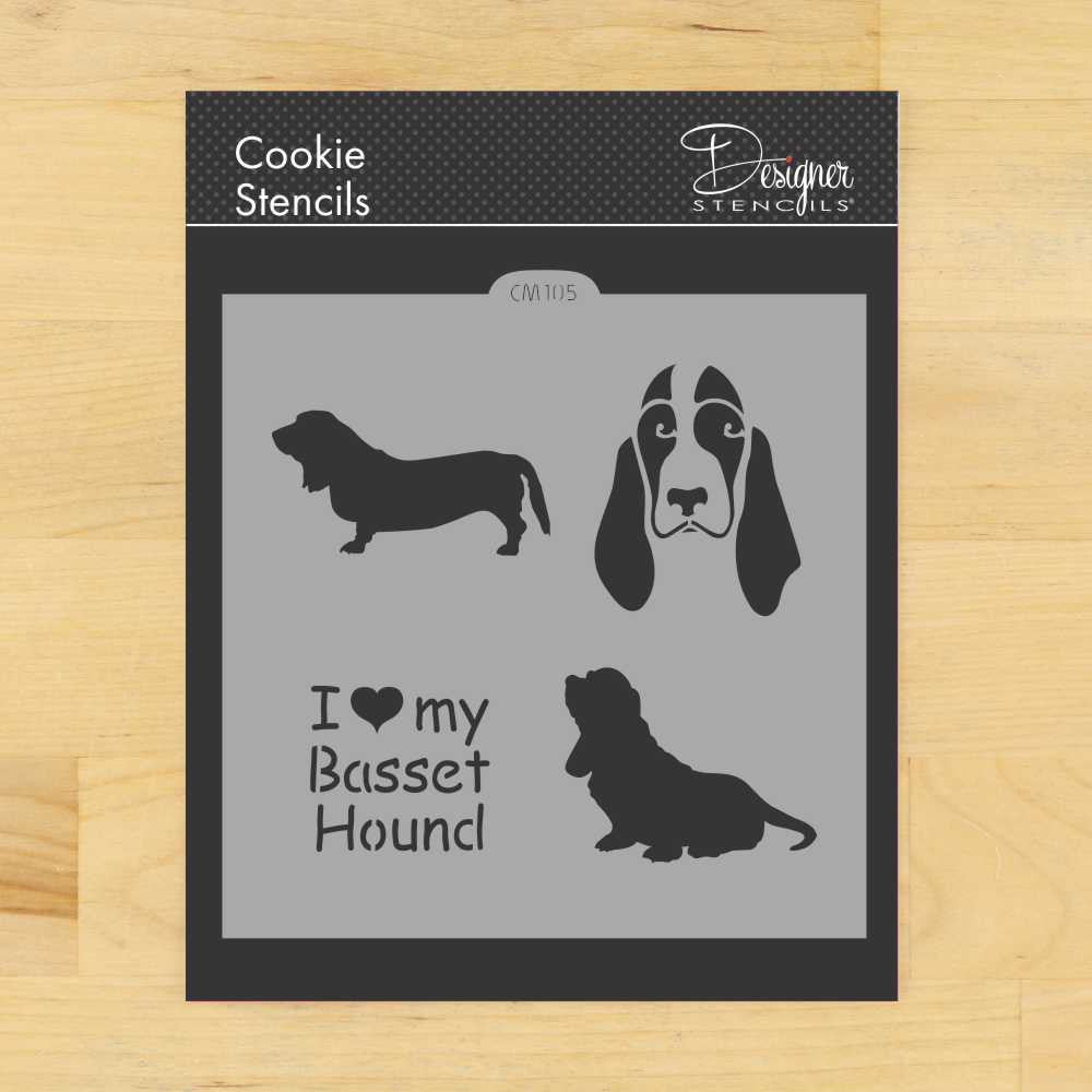 I Love My Basset Hound Cookie Stencil by Designer Stencils
