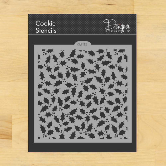 Holly and Berries Miniprint Cookie Stencil by Designer Stencils