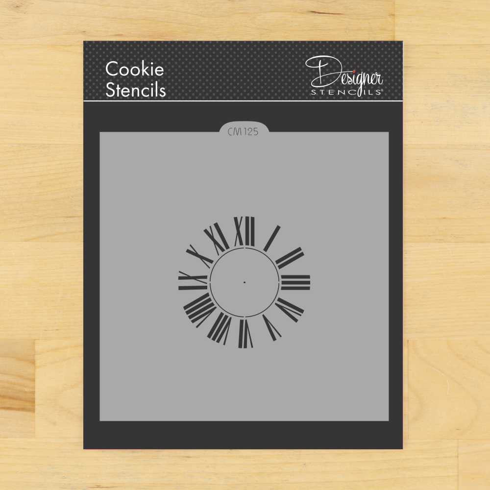 Roman Numeral Clock Cookie Stencil by Designer Stencils