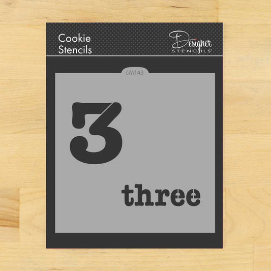Number Three Cookie Stencil by Designer Stencils