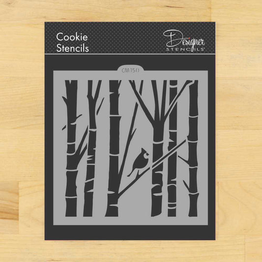 Birch Trees and Cardinal Cookie Stencil by Designer Stencils