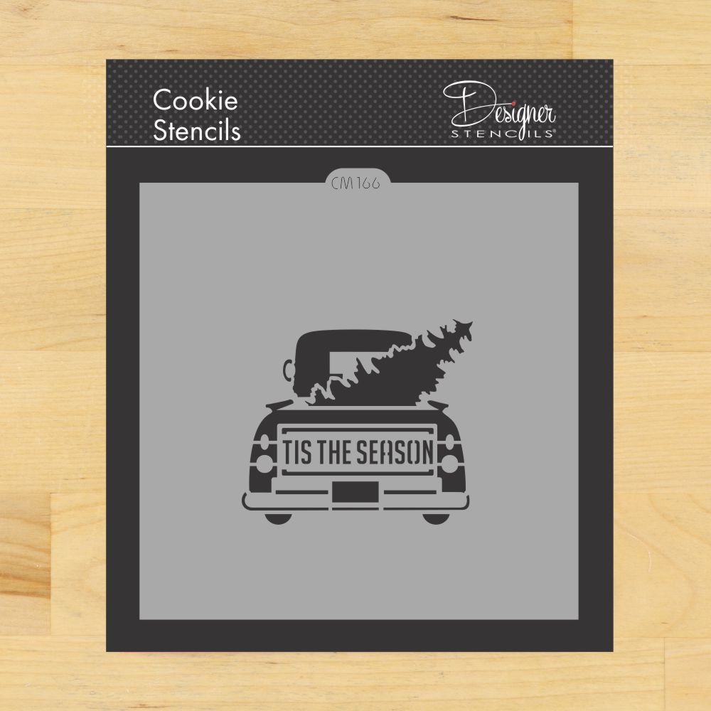 Tis The Season Vintage Truck Cookie Stencil by Designer Stencil