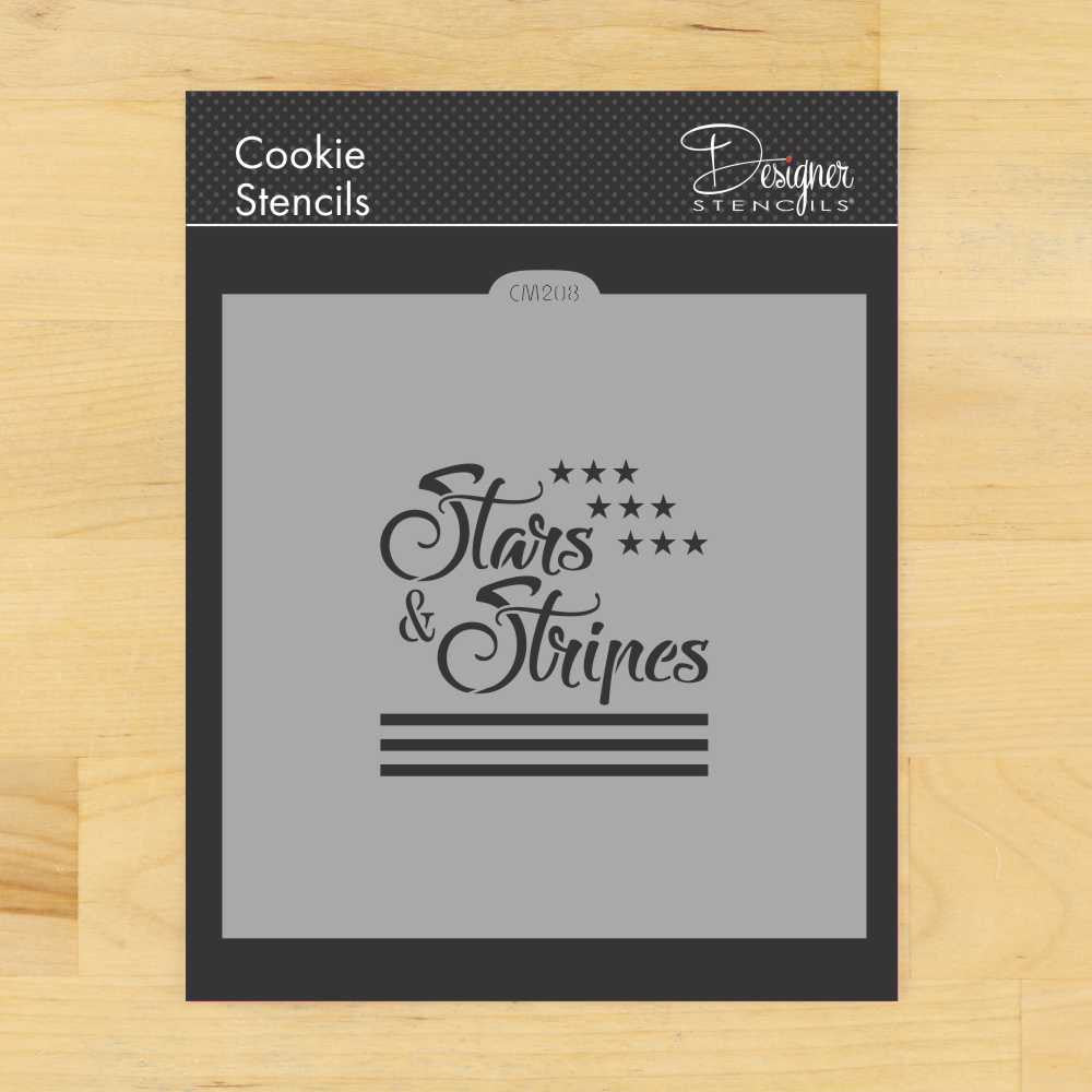 Stars and Stripes Lettering Cookie Stencil by Designer Stencils