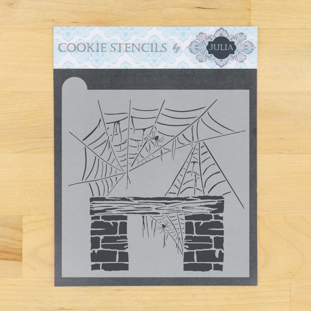 Cobwebbed Mantle  Halloween Cookie Stencil