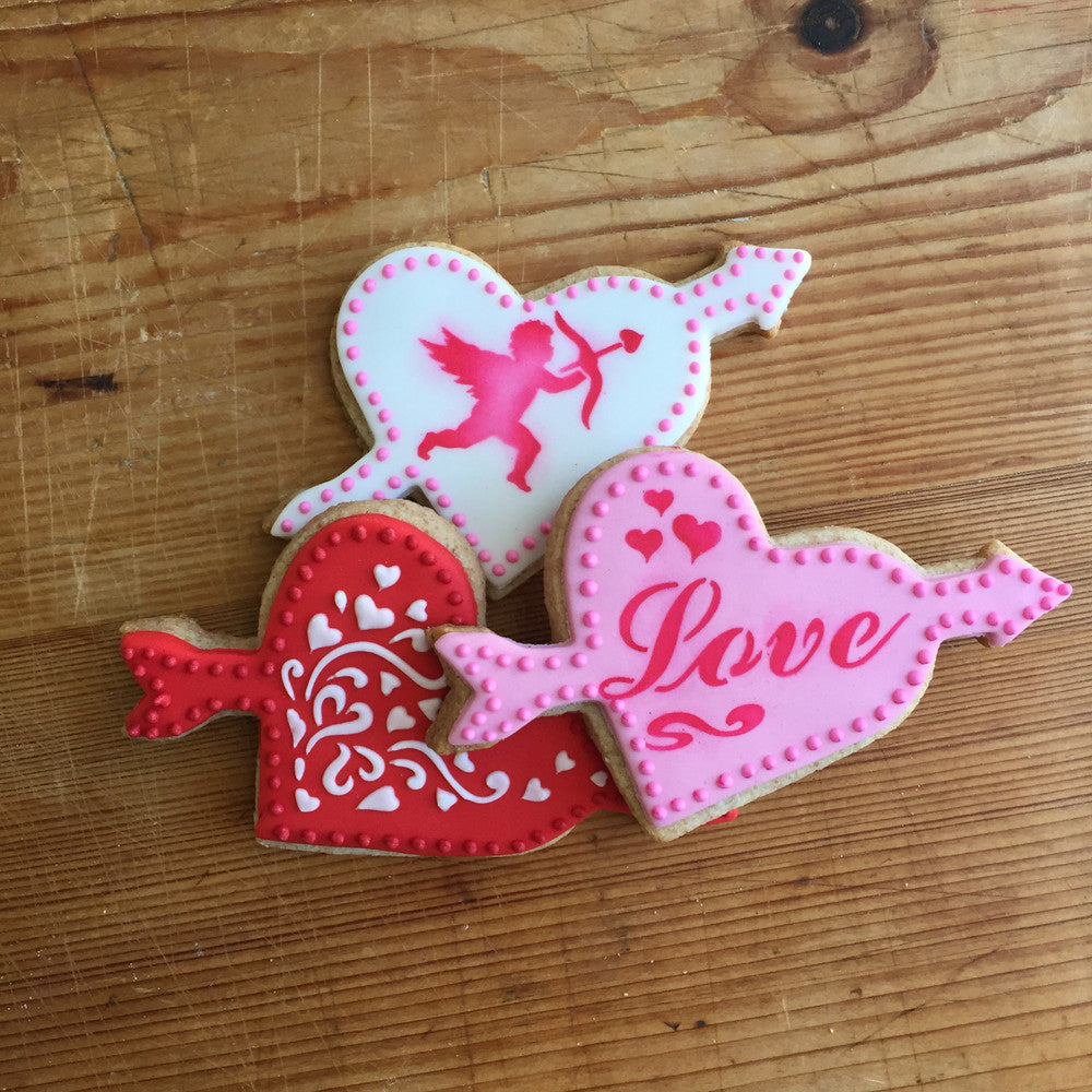 Arrow Heart Cookie Stencil and Cutter Set Cookies