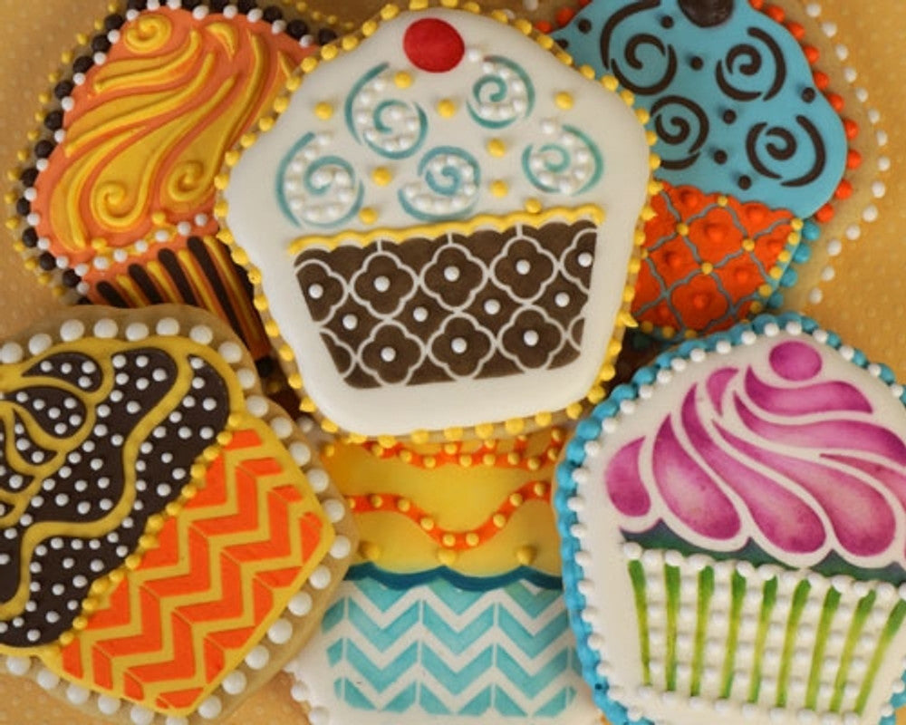Cupcake Cookie Stencil and Cutter Set Cookies