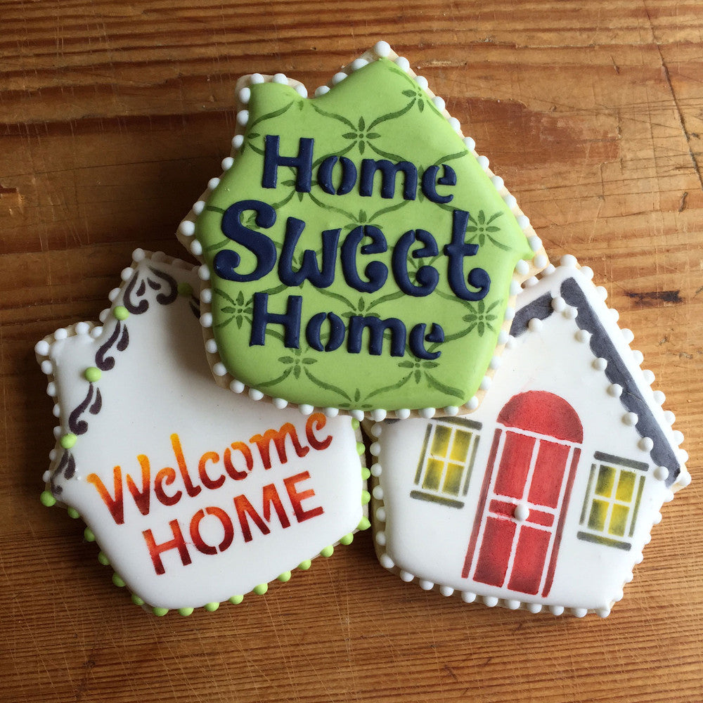Welcome Home House Cookie Stencil and Cutter Set Cookies