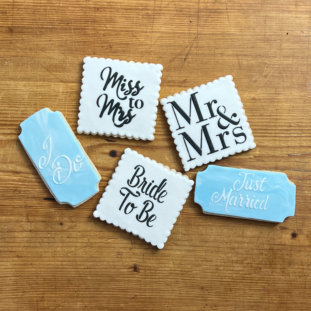 Miss to Mrs Wedding Cookie Stencil by Designer Stencils