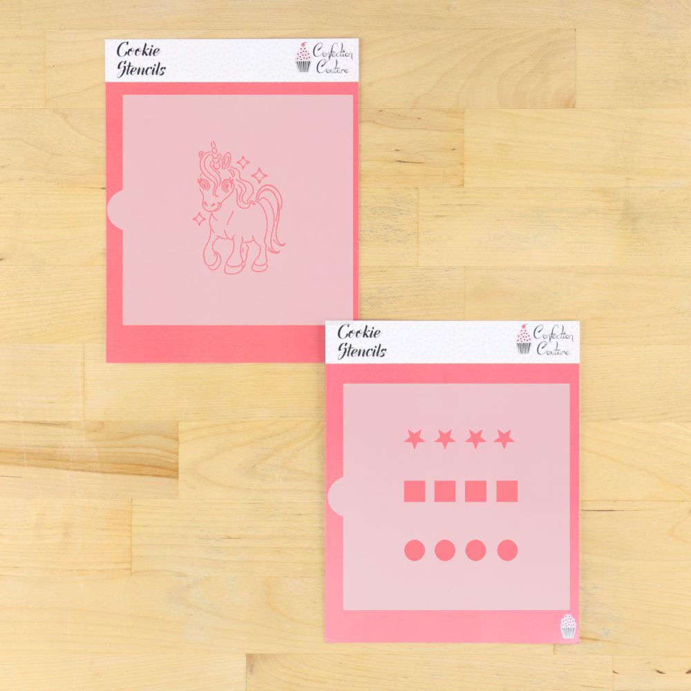 Unicorn Paint Your Own Cookie Stencil with matching paint palette stencil