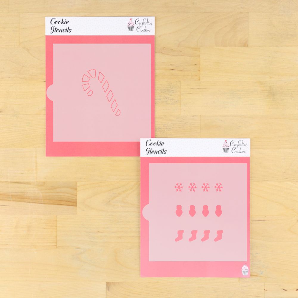 Candy Cane Paint Your Own Cookie Stencil with matching paint palette stencils