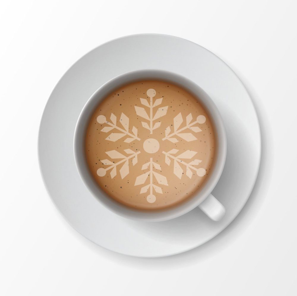 Snowflake decorated latte