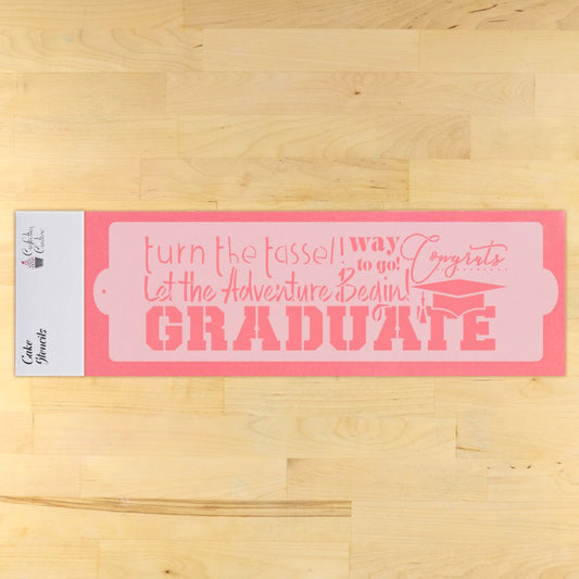 Designer Stencils Graduation Cake Stencil, Beige/semi-transparent — CHIMIYA