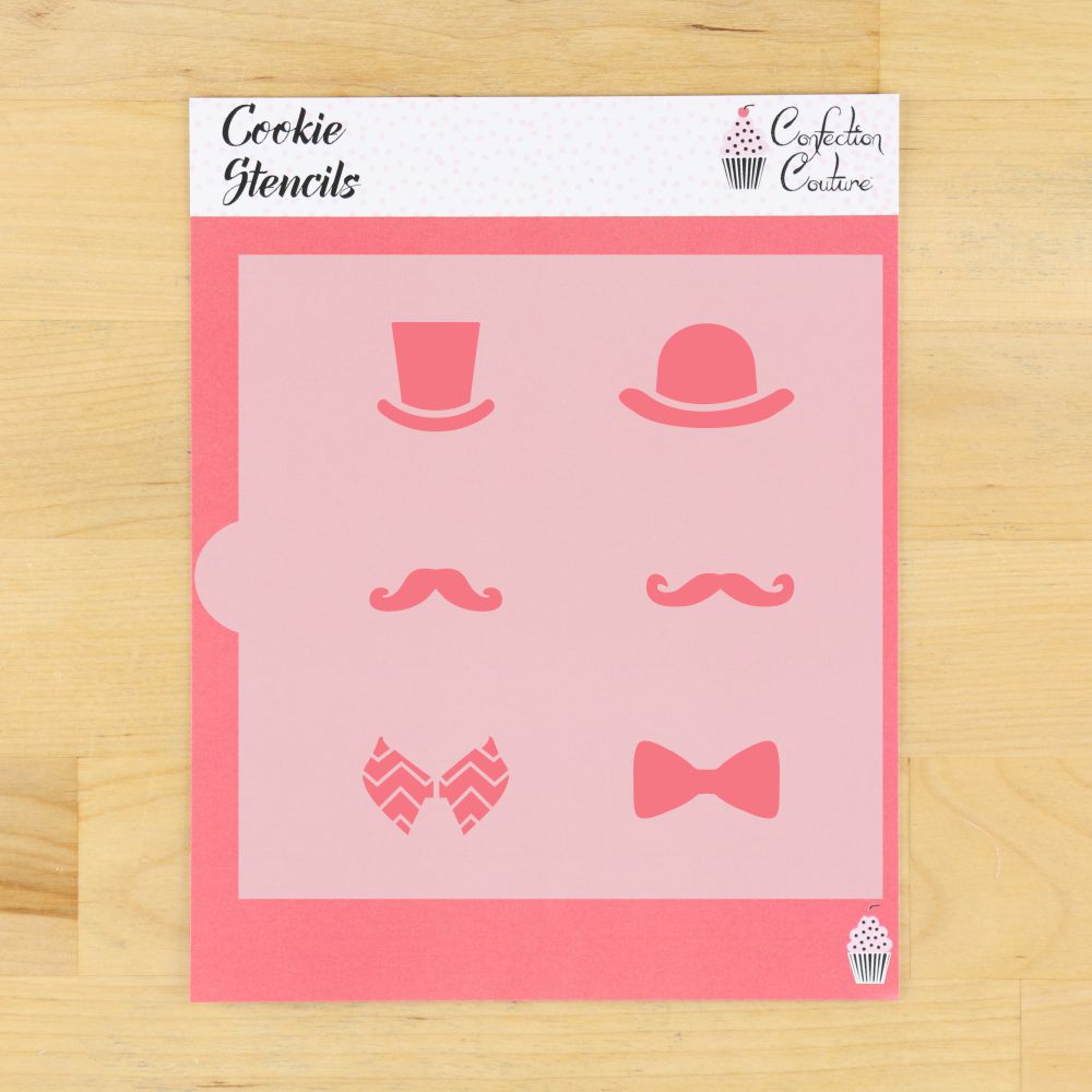 Hats and Bowties Cookie Stencil