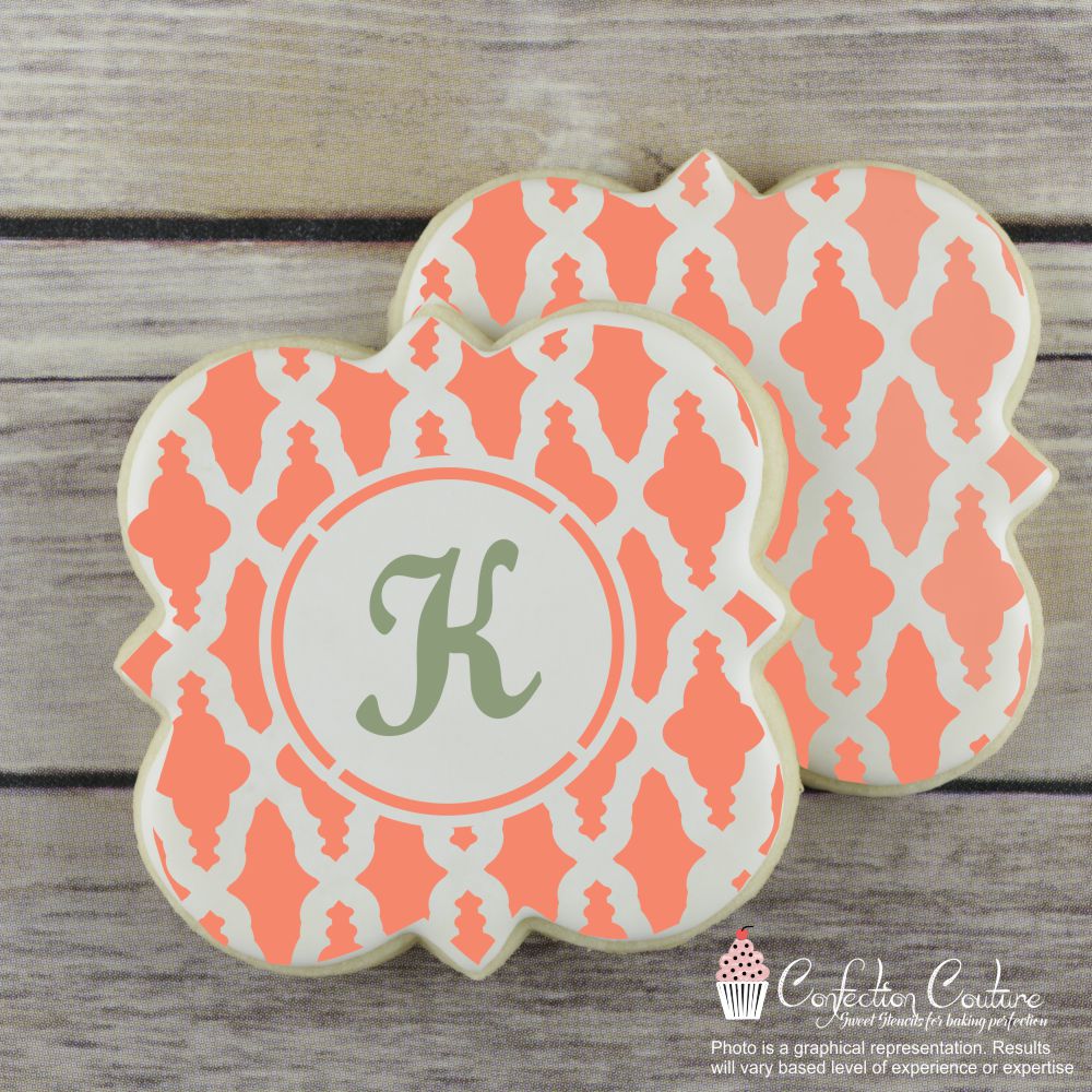 Simply Sweet Monogram Basic Alphabet inside the Nador Background Cookie Stencil