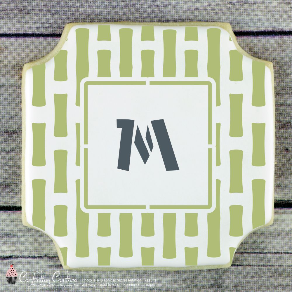 Cookie with Monogram in the middle using Jungle Fun alphabet cookie stencil