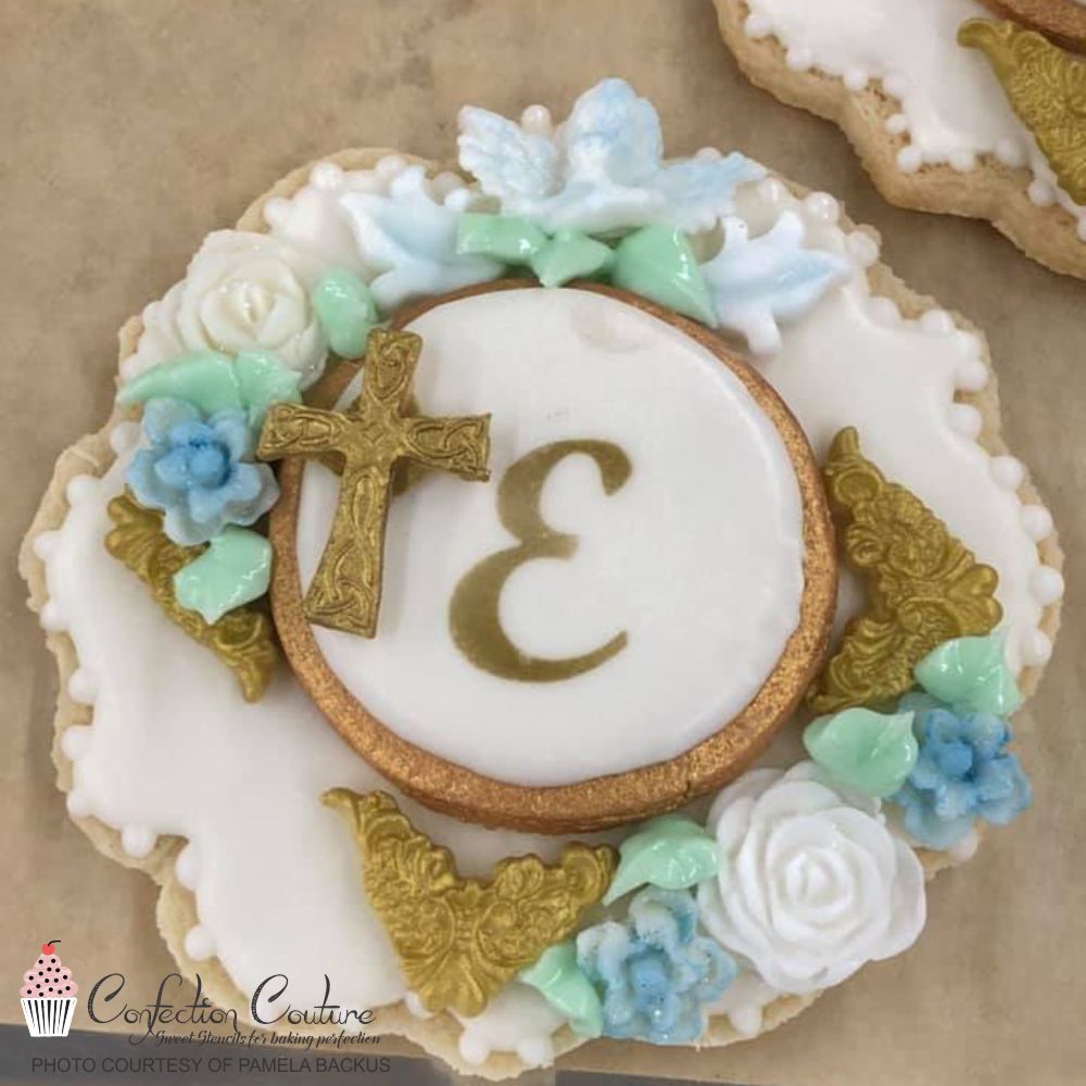 Simply Sweet Lettering Cookie Stencil used on a cookie by Pamela Backus