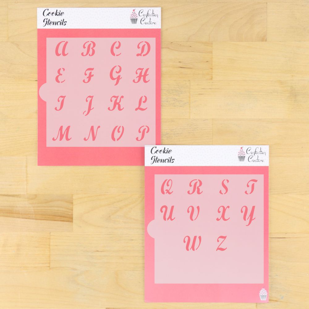Simply Sweet Monogram Basic Alphabet Cookie Stencil Set
