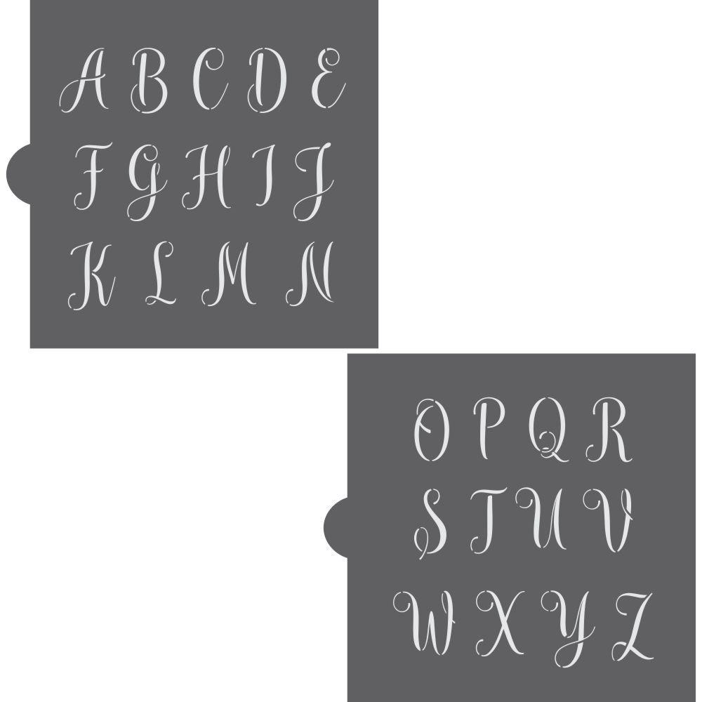 Amaretti Script Monogram Alphabet Stencils for Cookies