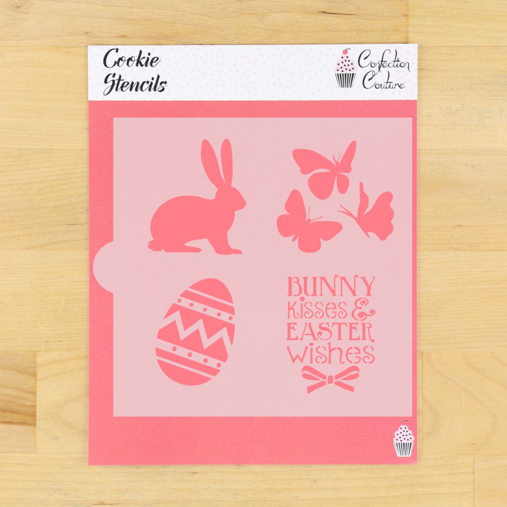 Bunny Kisses and Easter Wishes Cookie Stencil