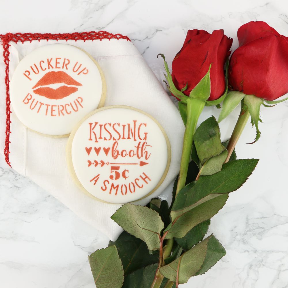 Confection Couture Valentines Words Cookie Stencil Cookie