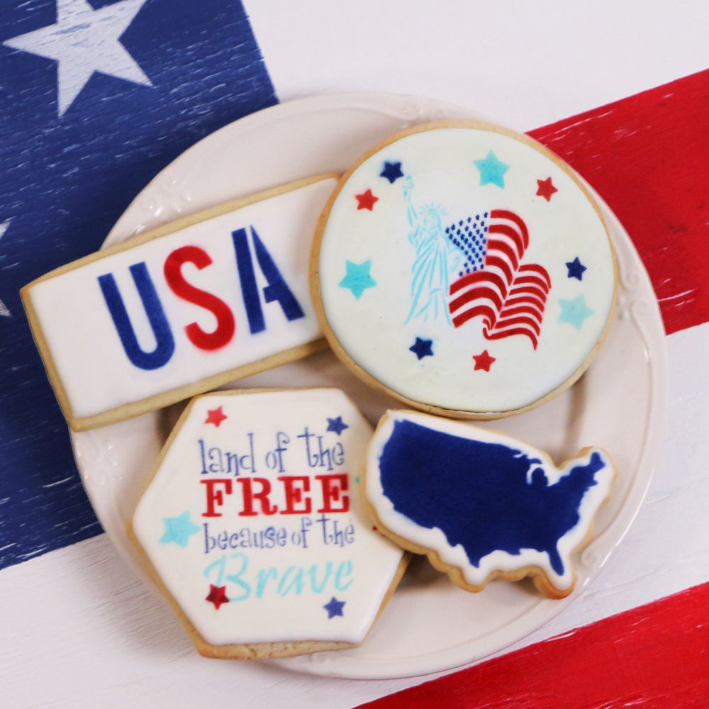 Plate of cookies decorated for the fourth of July