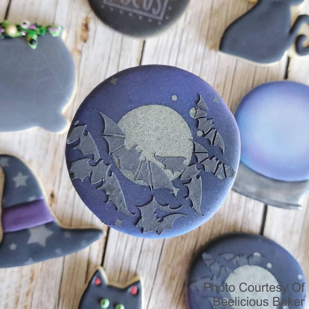 Halloween decorated cookies by beelicious baker using Halloween cookie stencils