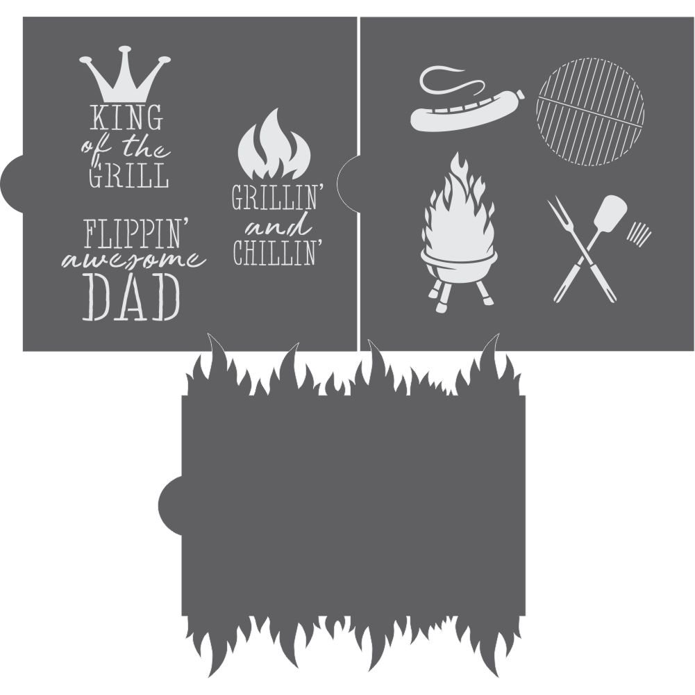 King of the Grill 3 Piece Cookie Stencil Set