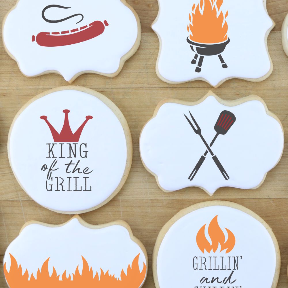King of the Grill 3 Piece Cookie Stencil Set