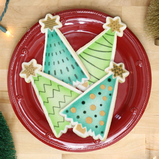 Stenciled Christmas Tree Cookies