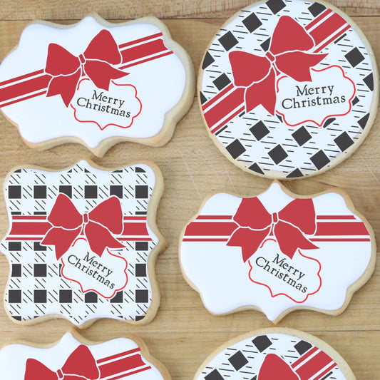 Buffalo Plaid Gift Wrap Decorated Cookies