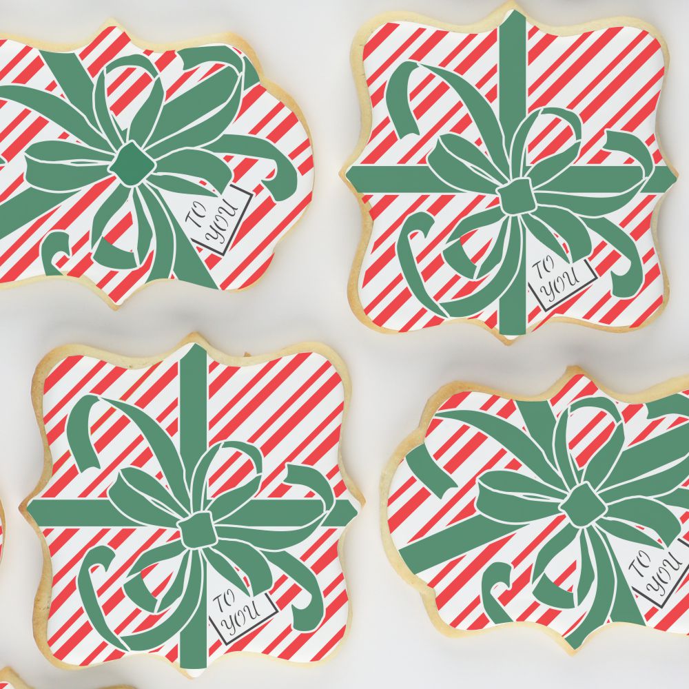 Candy Cane Gift Wrap Decorated Cookies