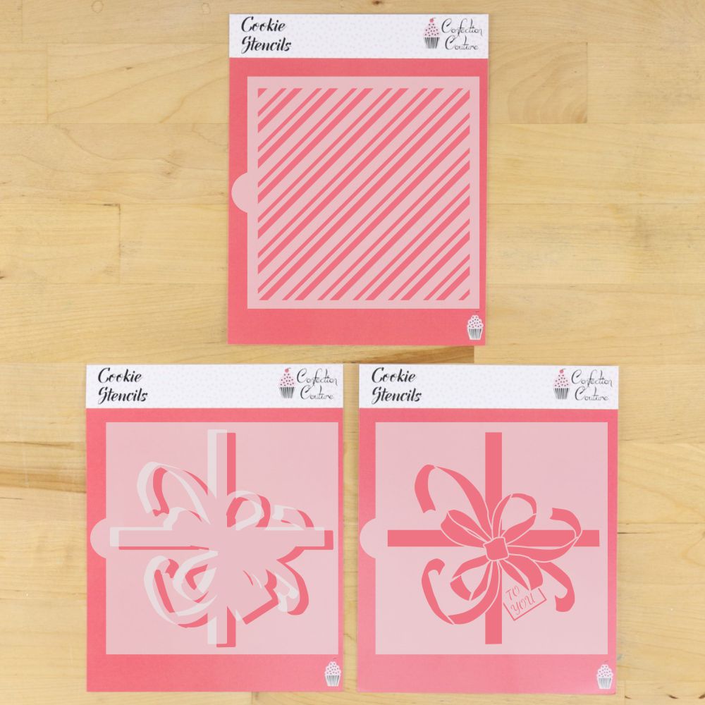 Candy Cane Gift Wrap Cookie Stencil With Masking Piece