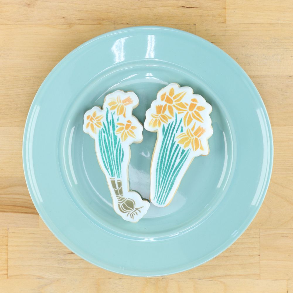 Daffodil Cookies made with stencils