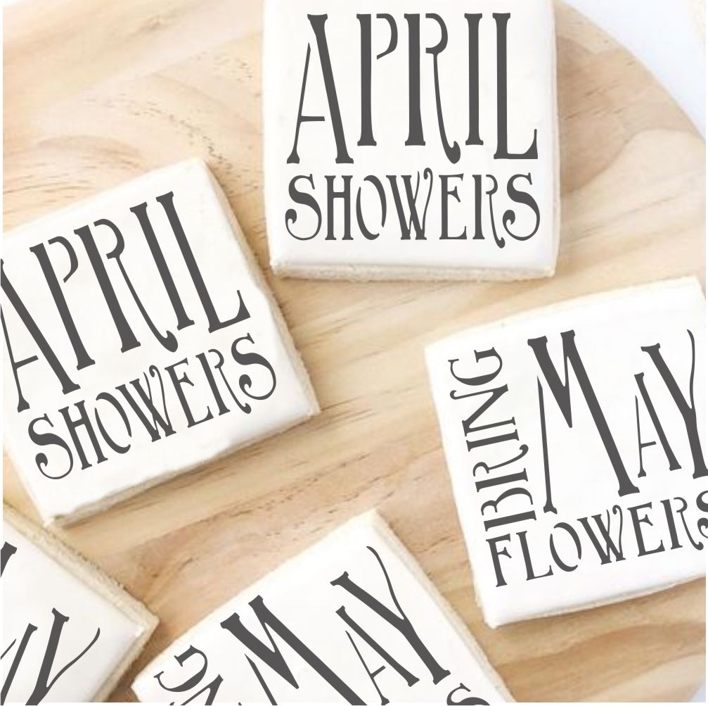 April Showers Brings May Flowers Cookie Stencil