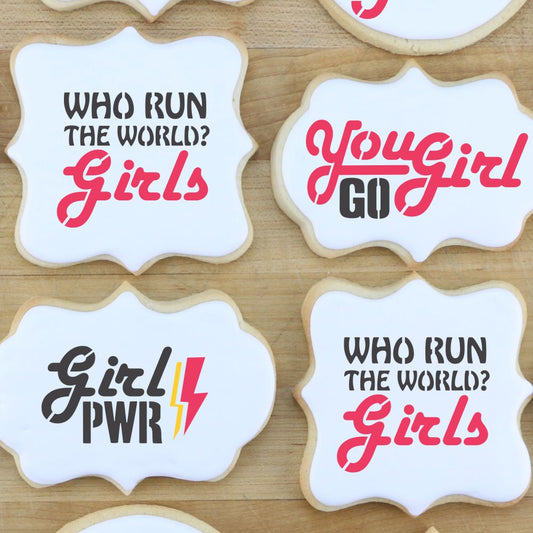 Cookies decorated with women empowerment messages