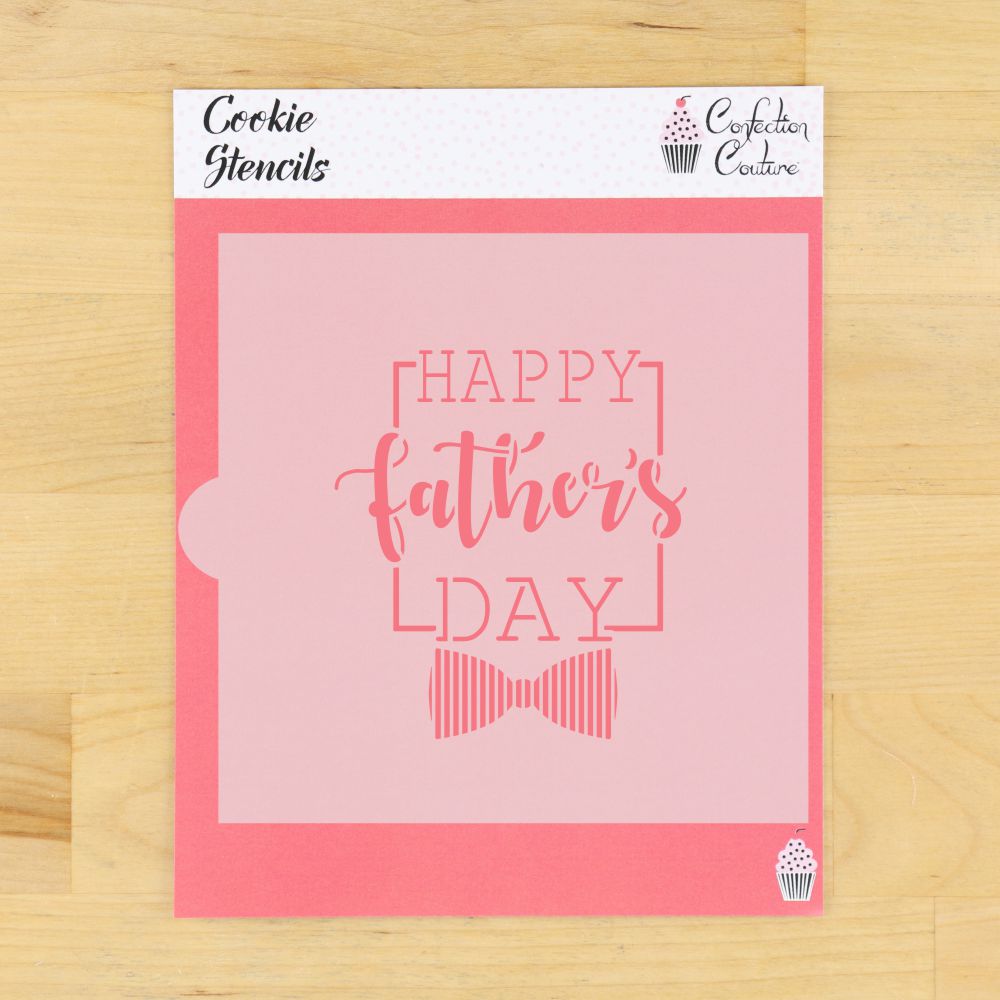 Happy Father's Day With Bow Tie Message Cookie Stencil