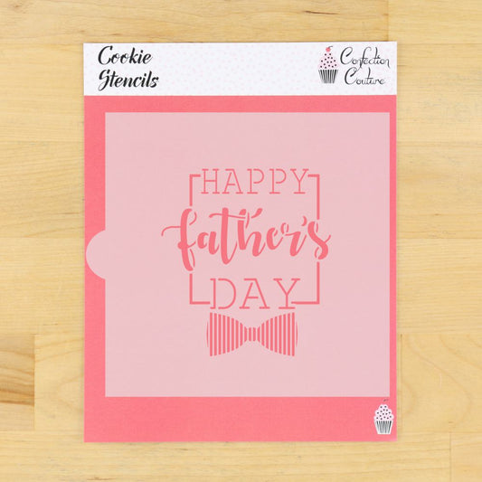 Happy Father's Day With Bow Tie Message Cookie Stencil