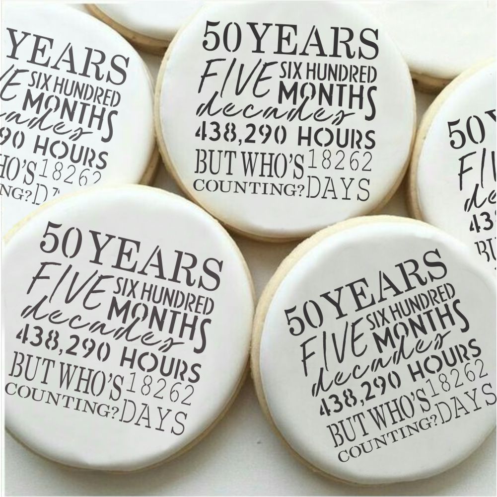 50th Birthday Stencil for Cookies – Confection Couture Stencils