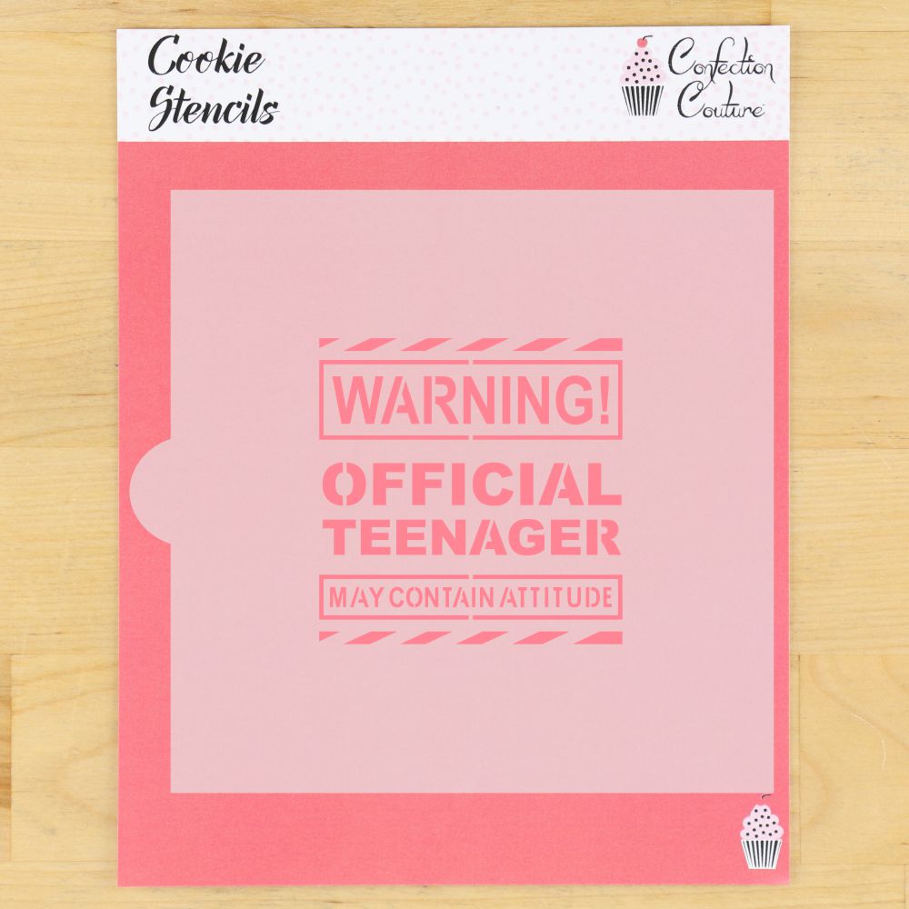 WARNING Official Teenager Birthday Cookie Stencil