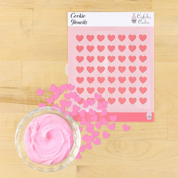 Assorted Hearts Sprinkle Stencils for Cake and Cookie Decorating